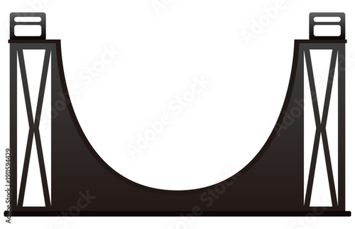 スポーツのスケートボードで滑る為に使うランプをグラデーション効果を付けイラストでデザインしたグラフィックの素材