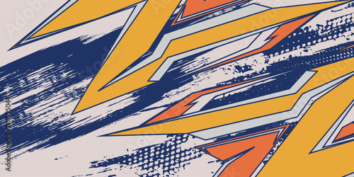 Geometric stripes racing background with abstract grunge brush strokes