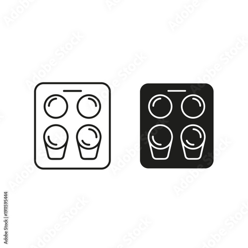 Black and white illustration of cupcake baking trays Vector