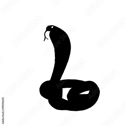 hand drawn cobra snake silhouette line art vector illustration