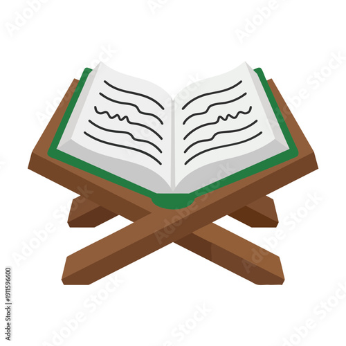 Open Quran Book on Wooden Stand