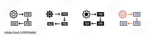 process icon set multiple style collection