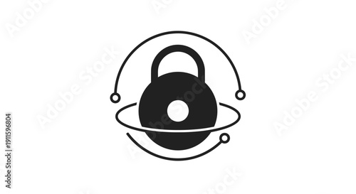 Black padlock on a planet symbol.