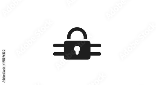 Black Padlock with Lines Breaking Through.