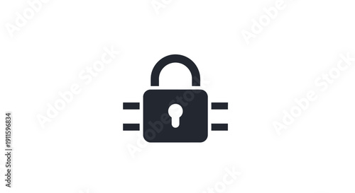 Black Padlock with Motion Lines Icon.