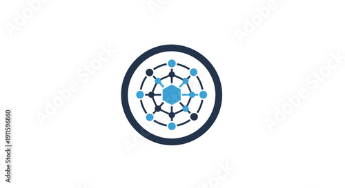 Blue and black network connection diagram.