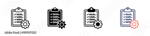 work procedure icon set multiple style collection