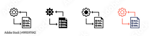 work procedures icon set multiple style collection