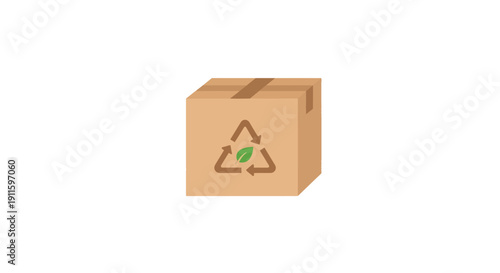 Brown cardboard recycling symbol box.