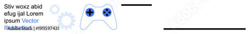 Video games, entertainment, tech innovation, gaming systems, futuristic designs, development tools. A white gaming controller paired with gear icons. Gaming systems and tech innovation concept