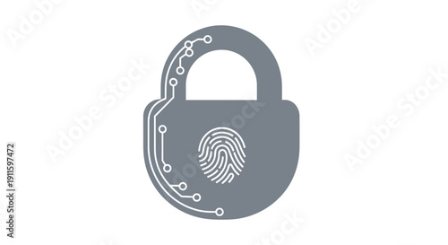 Digital fingerprint lock security icon.