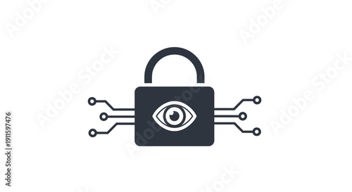 Digital eye on secure padlock lock.