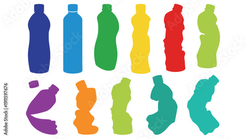Bottle colorful vector illustration of various plastic bottles in different shapes