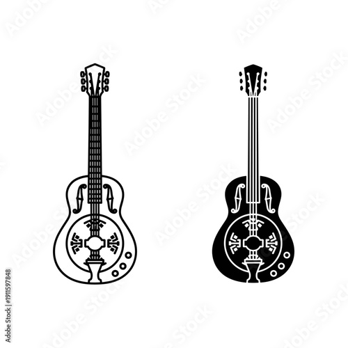 Two banjos with different design styles Vector