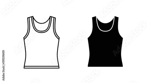 A black and white drawing of two tank tops Vector