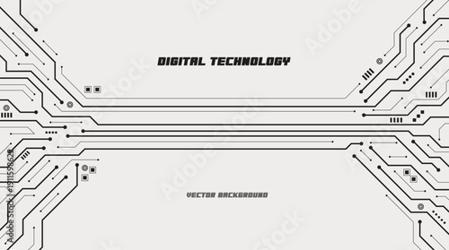 Modern Digital Technology Background Horizontal Circuit Board Lines High Tech Innovation Data Network Template