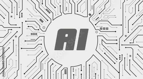 Artificial Intelligence Background Round Frame Circuit Pattern Futuristic Digital Technology Innovation Layout Design