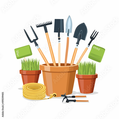 Gardening Tools Vector Illustration Set
