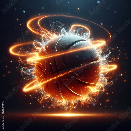 abstract background with glowing lights, basketball in the middle looks FIRE!!!