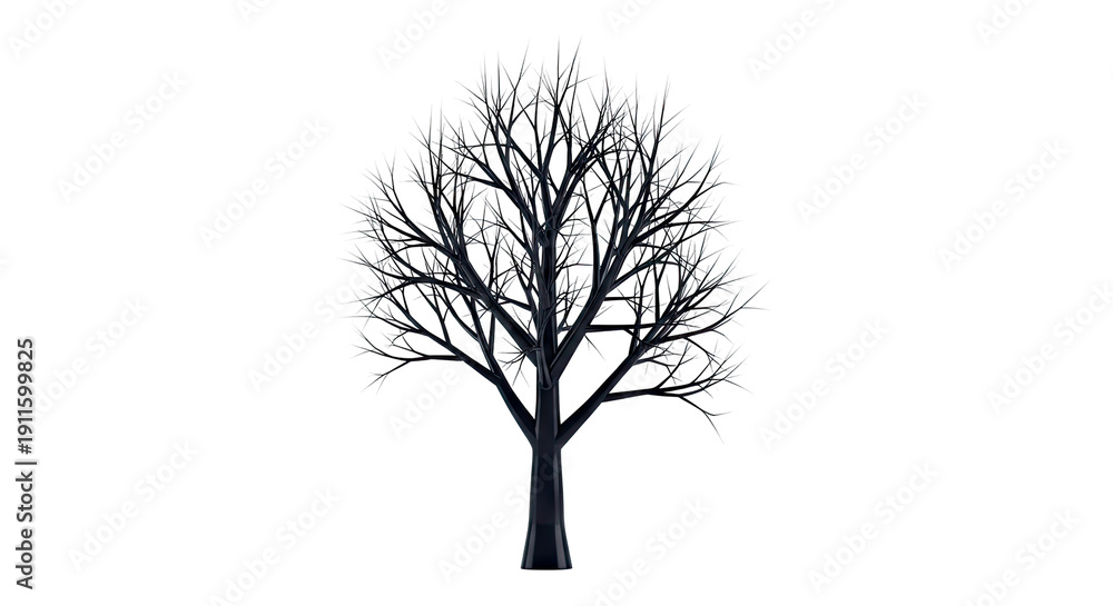 Obraz premium Bare Black Tree Silhouette on White Background