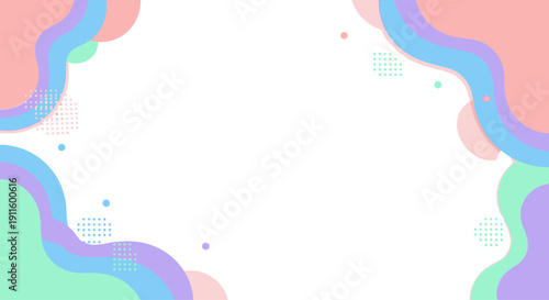 Abstract Pastel Waves Background with Soft Colors and Geometric Shapes