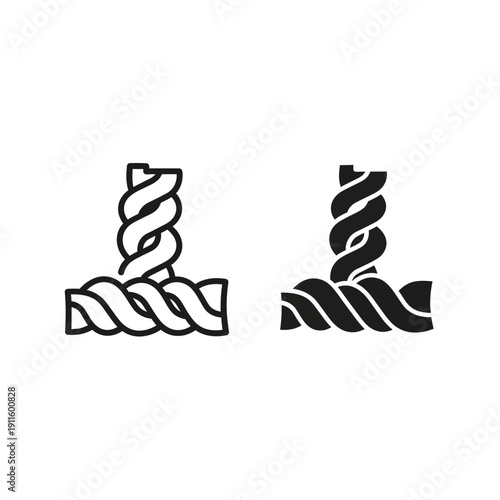 A black and white image of two drill bits Vector