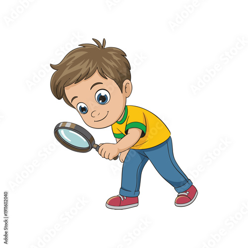 boy with magnifying glass