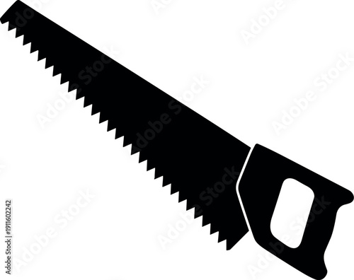 Black hand saw silhouette tool icon vector for apps and websites