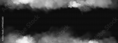 Black smoke cloud border overlay with transparent background