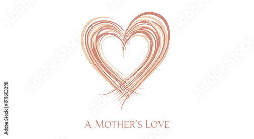 Mother's love heart symbol vector illustration, A Mother's Love text