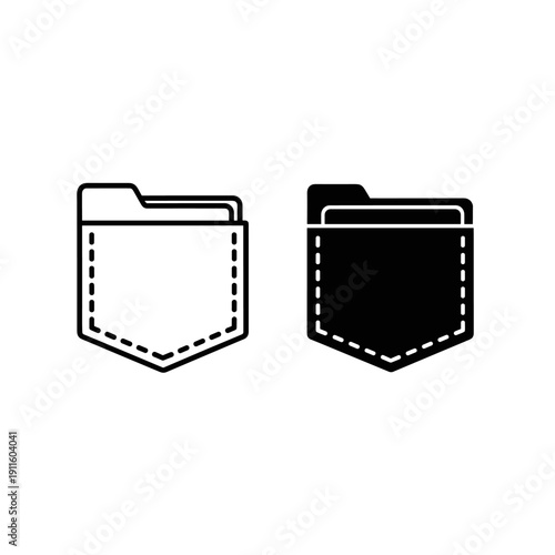 A black and white icon of two pockets Vector