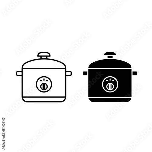 Black and white illustration of two pressure cookers Vector