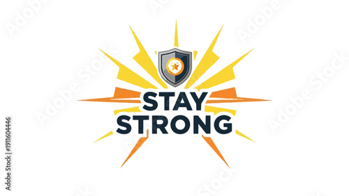 Vibrant motivational emblem radiating steadfastness and protected resolve a beacon of enduring spirit and unwavering determination
