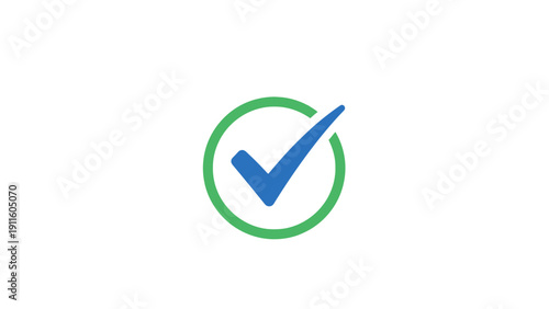 Green circle with blue check.