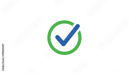 Green circle with blue checkmark.