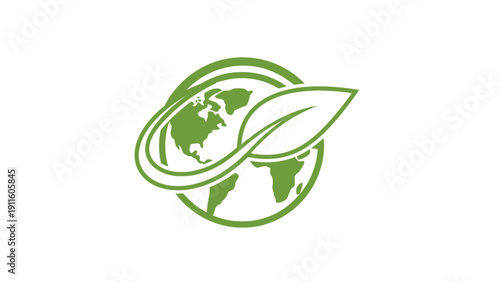 Green leaf earth eco symbol logo.