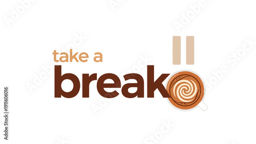 Enjoy a delightful coffee break with this inviting illustration promoting relaxation and a moment of pause