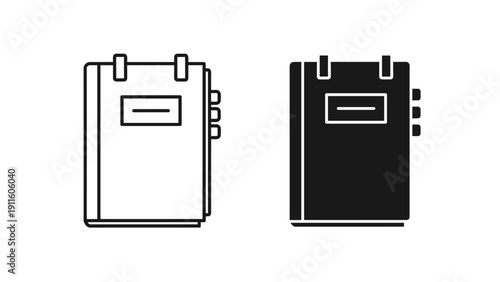 Line drawing of two closed notebooks Vector