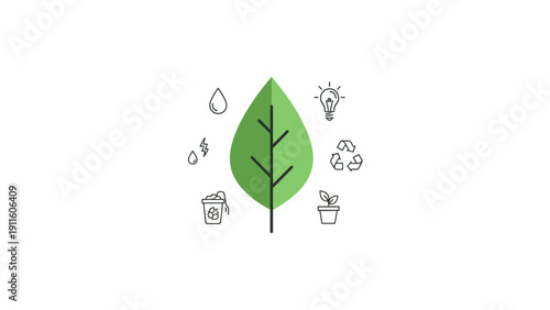 Green leaf eco symbol icon.