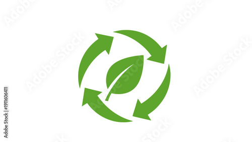 Green Leaf Recycling Symbol Icon Logo.