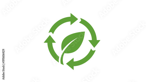 Green leaf recycling symbol logo icon.