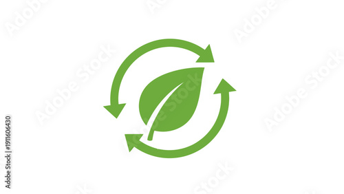 Green Leaf Recycling Symbol Icon Logo.