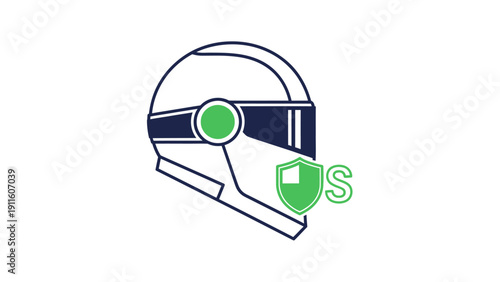 Green shield motorcycle safety helmet.