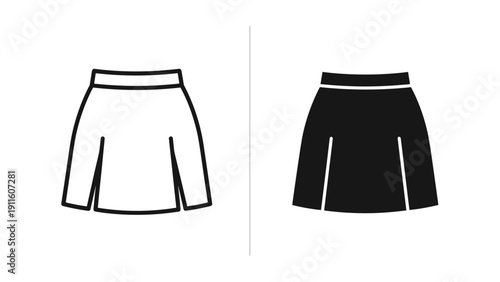 A black and white drawing of two skirts side by side Vector