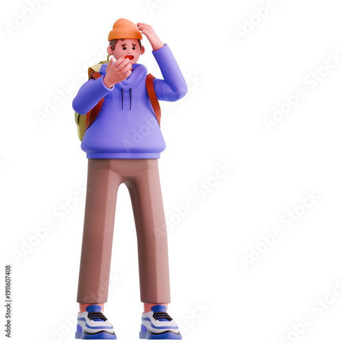 3D Illustration of Tired Creative Freelancer Burnout Concept