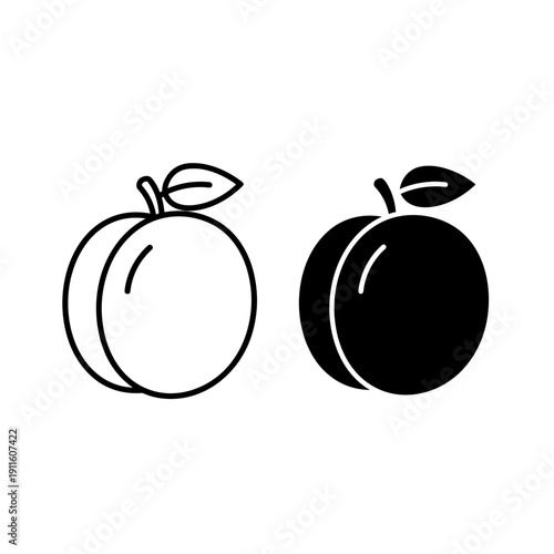 A black and white drawing of two peaches Vector