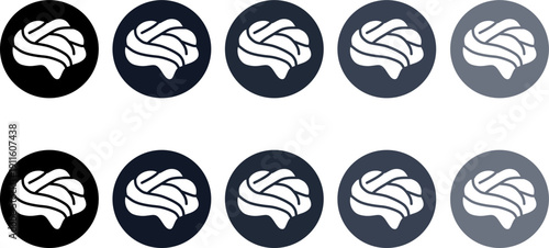 Set of human brain icons circular ui for websites