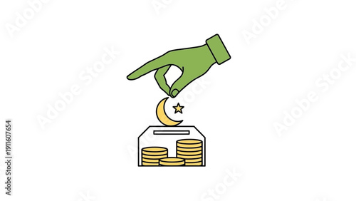 Hand Dropping Coin into Donation Box.