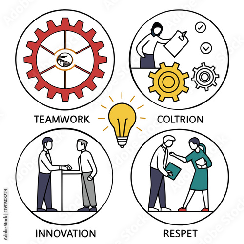 Collaborative teamwork and innovation in a modern business environment Vector