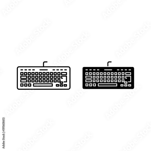 A black and white image of two computer keyboards Vector